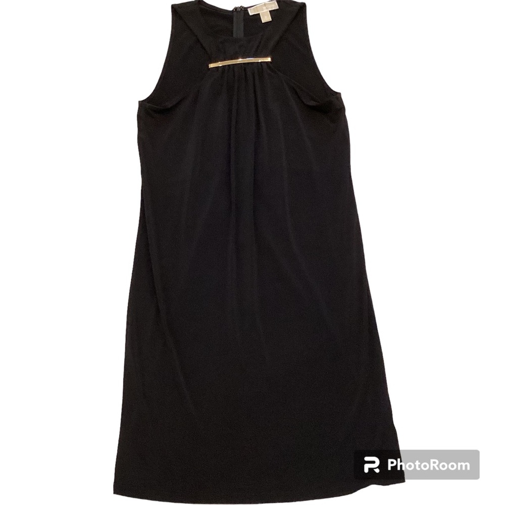 Michael Michael Kors Little Black Dress, Sleeveless with Gold Plate, Size M